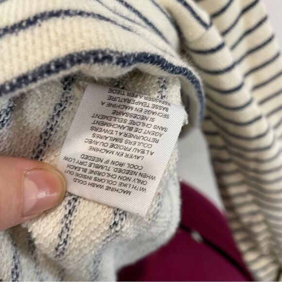 Joie Women's Super Soft Cotton Relaxed Fit Long Sleeve Striped Hoodie M - Picture 6 of 10